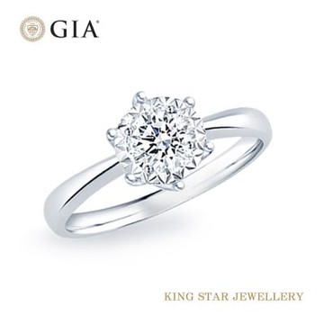 King Star GIA 30分 Dcolor 天然鑽石戒指 永恆六爪(3Excellent極優 八心八箭)