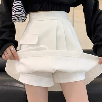 時尚早春白色女夏百褶半身裙子