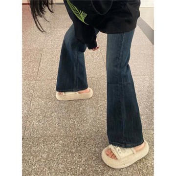 梨形身材復古微喇牛仔褲女春秋季大碼胖mm高腰顯瘦寬松闊腿褲子潮