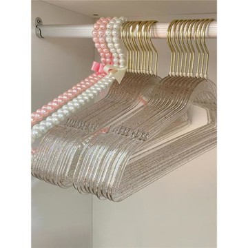 ins透明衣架亞克力金粉水晶珍珠仙女衣掛少女心可愛學生衣服撐子