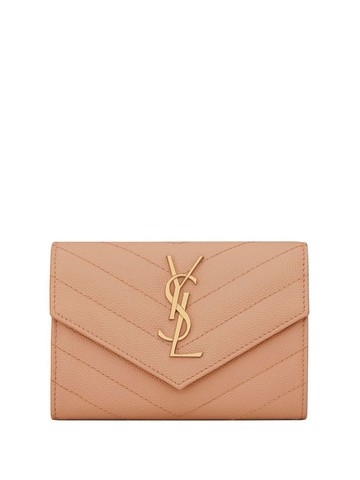 Saint Laurent - Monogram quilted wallet - women - Calf Leather/Brass - One Size - Brown