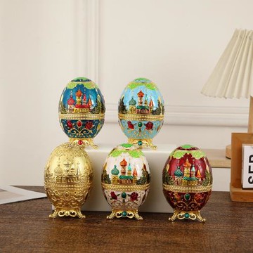 時尚輕奢金屬牙簽筒俄羅斯城堡琺瑯工藝品自動便攜手壓牙簽盒擺件