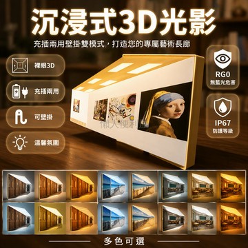 台灣出貨 3D 裸眼金字塔造型 免打孔掛壁小夜燈 充插兩用壁燈 客廳臥室氛圍燈 辦公室桌面裝飾燈
