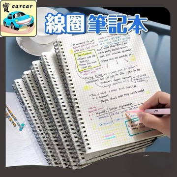 線圈筆記本 A4/B5 網格筆記本 方格本 筆記本 學生筆記本 錯題本 簡約透明封面 雙線圈 80張厚實紙張 活頁本 辦