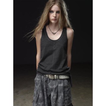 wearAndtear系帶撞色線寬松朋克街頭金屬慵懶中性背心吊帶上衣