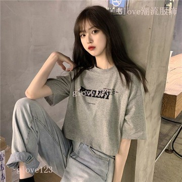【辣妹顯瘦】夏季女裝 短款露臍 短袖T恤 女 2025 學生 韓版 寬鬆 新款 上衣 潮 上衣 女裝上衣 短袖上衣 上衣