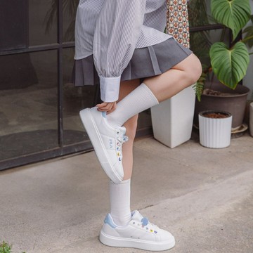 FILA 中性經典小白鞋(厚底)-baby藍 4-C118Z-133