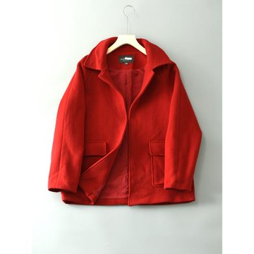 開衫無扣羊毛呢大衣輕熟風女秋冬OM262歐美寬松顯瘦小個子呢外套a