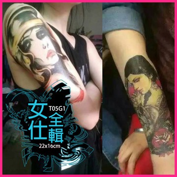 台灣現貨 藝妓 歐美 刺青花臂系列👑大邱紋身👑【T05G】防水 紋身貼紙 刺青貼紙 紋身貼 刺青貼 半甲 手臂 T05