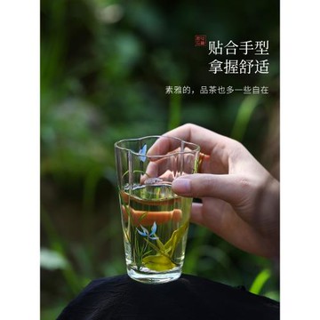 覓己綠茶專用水杯手工耐高溫玻璃杯高檔主人杯家用中式品茗泡茶杯