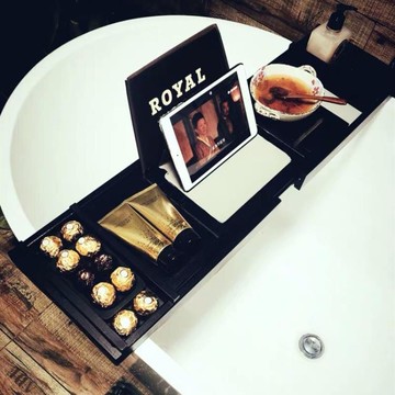 浴缸架浴缸置物架置物板伸縮防滑楠竹實木黑白粉色歐式浴缸架ins泡澡架 雙11全館免運