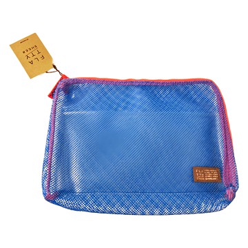 KING JIM FLATTY SHEER 多功能網狀拉鍊袋 L  藍色  1個