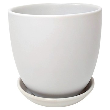 霍登園藝 極簡風圓盆  13 × 12cm  霧白色