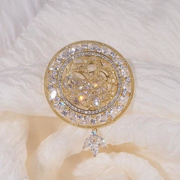 愛神的懷表高檔中古水晶胸針女靈動中古兩用毛衣鏈吊墜氣質胸花