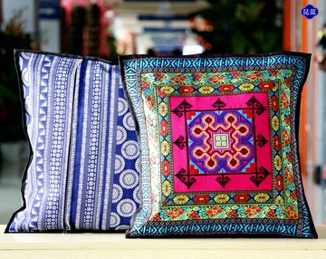 民族風手工十字繡辦公室汽車抱枕沙發中式家居客廳飯店靠墊靠枕套