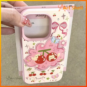 蘋果16promax 手機殼櫻桃小貓可愛畫iPhone 15新款14 13 12 11 7P8P手機保護套xs xr創意
