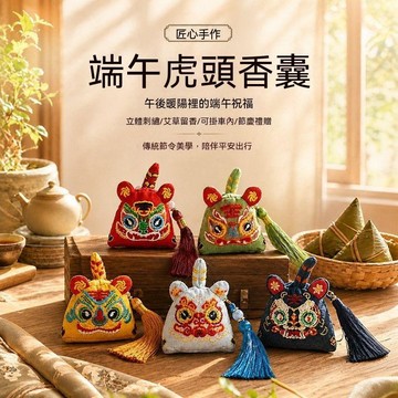🔥臺灣出貨🔥端午香包国潮刺绣流苏小老虎非遗手工艾草香囊艾虎送福车载挂件