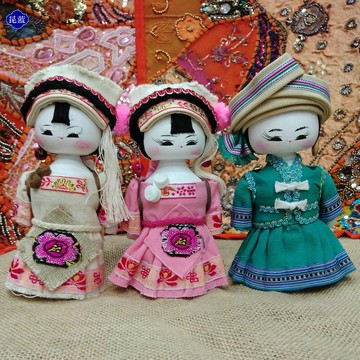 云南少數民族娃娃擺件人偶娃娃白族金花阿鵬哥教學幼兒園手工教學