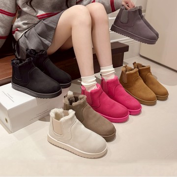 白鳥麗子 [現貨快出] 36-44全尺碼 雪靴 日系可愛內刷毛切爾西拼接厚底短靴