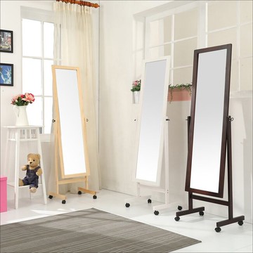 實木附輪立鏡 穿衣鏡 全身鏡 三色【馥葉】型號MR008