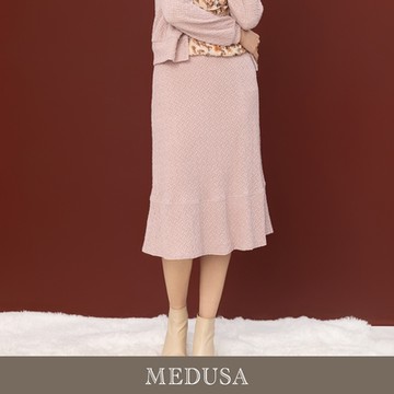 現貨【MEDUSA 曼度莎】柔軟編織壓紋中長裙（M-XL）｜裙子 中長裙 粉紅長裙