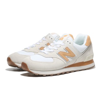 NEW BALANCE 休閒鞋 NB 574 米黃橘 麂皮 復古 女 U574SHO