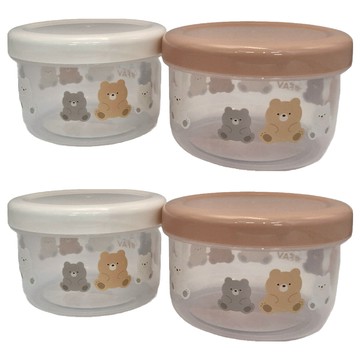 NAKAYA 日本小小熊圓形保鮮盒 2個  2個容器 + 2個蓋子  2組