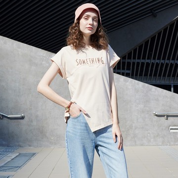 SOMETHING｜女裝｜剪裁繡印花短袖T恤