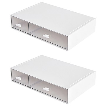 可組合桌上抽屜收納盒 2格  2個  白色