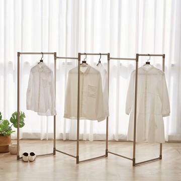 LiFArt 日系鋁合金百變室內掛衣架 3段式加高款  星光金  158 x 3.2 x 140cm