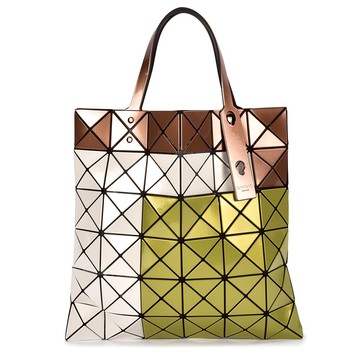 ISSEY MIYAKE三宅一生BAO BAO撞色亮面6x6手提包 肩背包(棕/黃)390210-58｜GoBrand