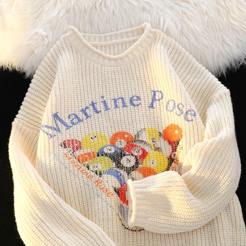 甜酷復古港風學生針織毛衣女百搭網紅寬松衛衣慵懶風上衣