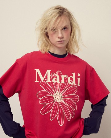 MARDI MERCREDI 曹柔理同款 印花短TEE 紅色 經典小雛菊 象牙白花 寬鬆 UNISEX TSHIRT FLOWERMARDI