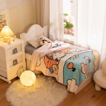 跨境專供兒童單層法蘭絨毛毯夏季空調幼兒園午睡毯子卡通花型蓋毯