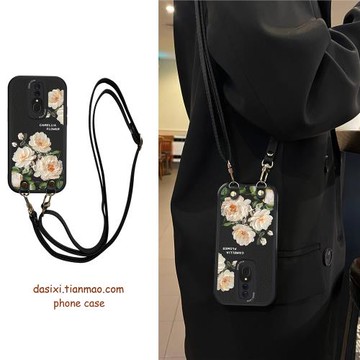 適用OPPOA9手機殼玫瑰花朵斜挎A5全包A11X軟硅膠k11x帶掛繩11x女高級k12x背帶k7保護套k12小眾新款