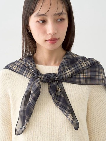 格紋圖案多用途方巾/領巾(01001219300) - earth music&ecology