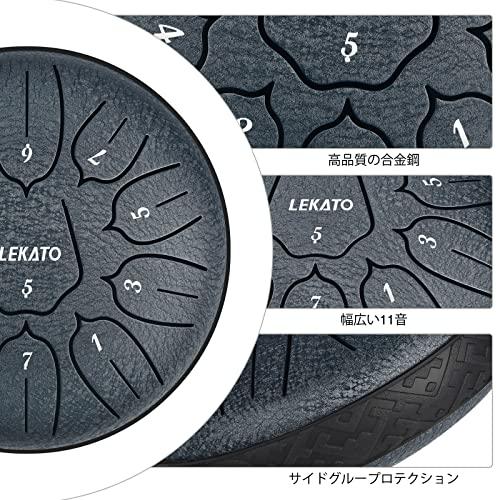 スリットドラム スチールタングドラム LEKATO 金属ドラム 11音 6インチ 打楽器 マレット 収納バッグ付き 瞑想 ヨガ 禅