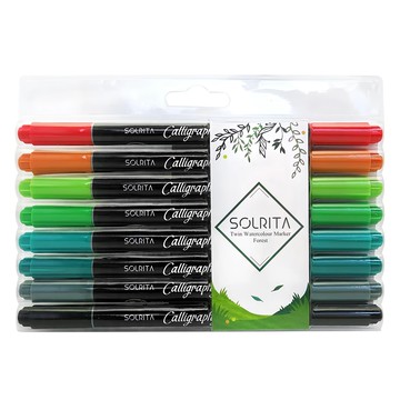 SOLRITA 雙頭水性美術筆 - 水彩筆 Forest  8色  1組