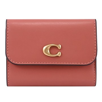 COACH 經典C LOGO可拆式零錢夾三折短夾.深桃色