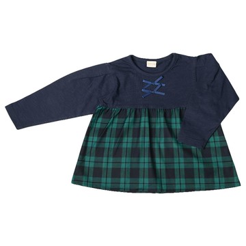 akachan honpo - 長袖T恤-胸下拼接-深藍色