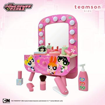 小明星化妝間【Teamson】飛天小女警系列桌上型木製梳妝台組 - 豪華組 卡通聯名款 兒童玩具 木製玩具 扮家家酒 愛美從小培養 化妝打扮 小公主 生日禮物 送禮推薦