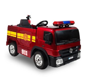 消防車造型 SX1818 單人座 雙驅兒童電動車-烤漆酒紅｜消防車前後搖擺｜消防車造型【六甲媽咪】