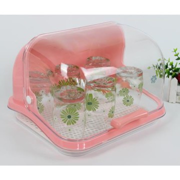 廚房置物架帶蓋奶瓶收納盒餐具杯子水杯瀝水架 放碗架碗筷收納箱