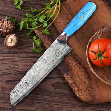 【原野】全新67層大馬士革夾鋼切付刀切肉切菜樹脂柄厚度2.0mm硬度60