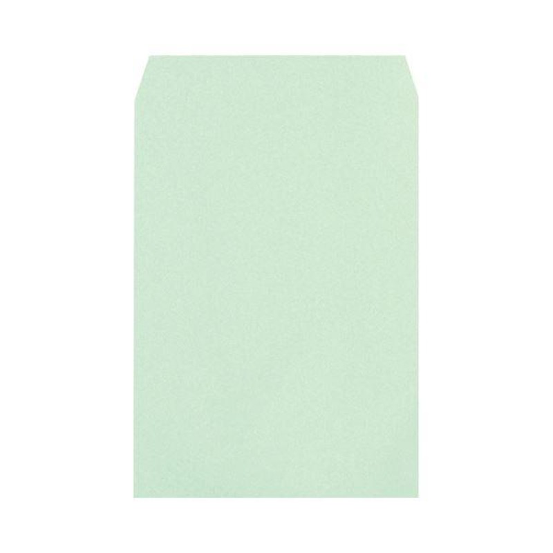 まとめ） ハート 透けないカラー封筒 角2 100g／m2 パステルグリーン