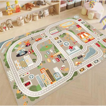 地毯馬路汽車地墊地毯地墊男孩軌道停車場游戲交通卡通兒童車道
