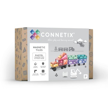澳洲Connetix｜粉彩磁力積木-磁力運輸車組(50pc)