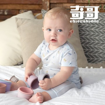 奇哥 Chic a Bon 草原派對側開內衣式兔裝/包屁衣-天絲洞感提花布 6-24個月 (2色選擇)