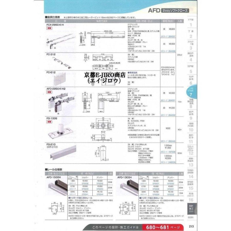 アトムリビンテック FCX-2950-K-H 白色 2wayソフトクローズ上部吊り車