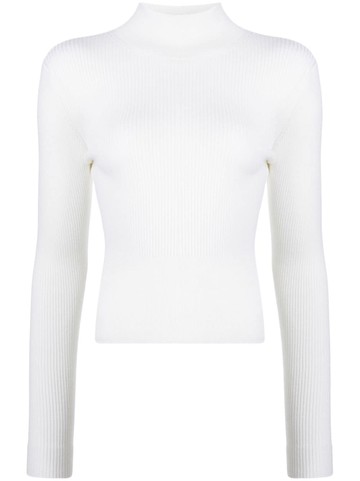 Patou - long-sleeve knitted top - women - Elastane/Merino/Polyamide - S - White